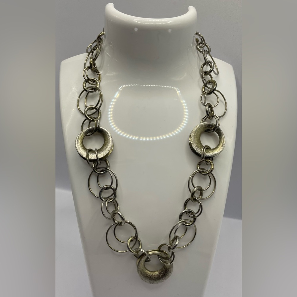 3 for $30 Vintage Anne Klein Silver Tone Open Link Chain Necklace Signed AK